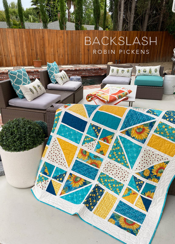Backslash Quilt on patio using Solana by Robin Pickens