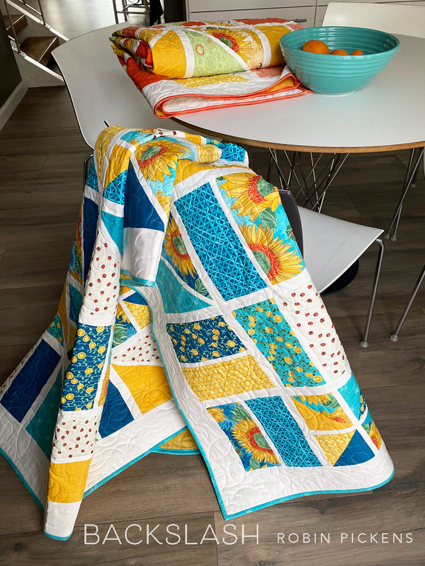 Backslash Quilt in blues using Solana by Robin Pickens