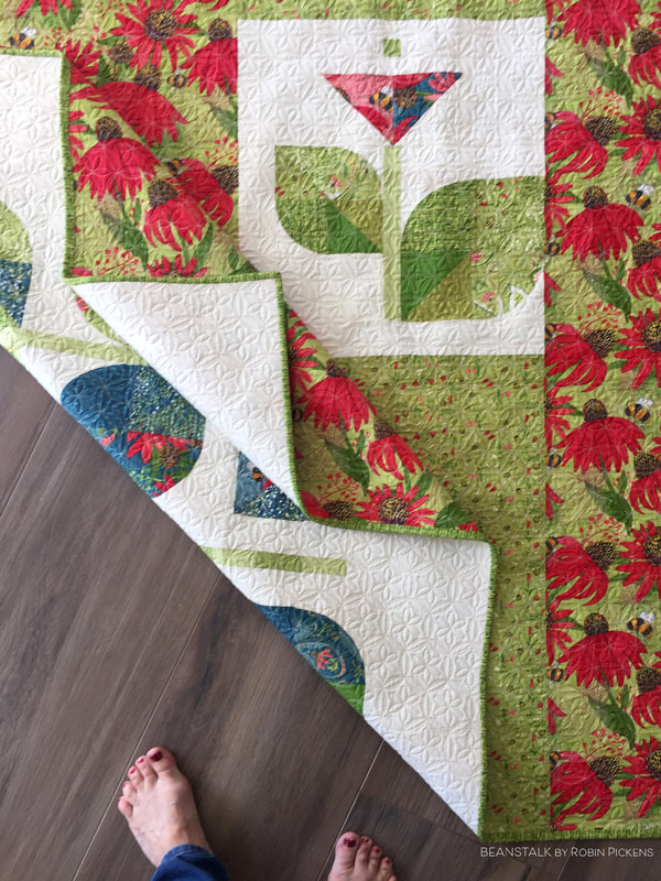 Beanstalk quilt back by Robin Pickens in Painted Meadow fabric from Moda Fabrics