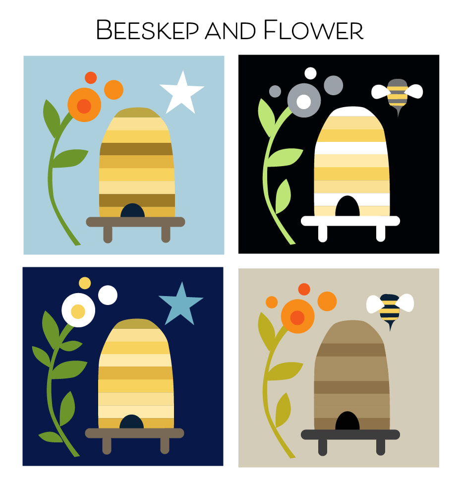 Beeskep and Flower block color studies from Robin Pickens