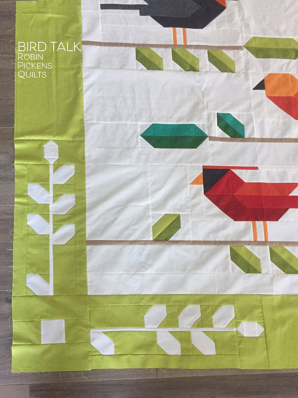BIRD TALK quilt by Robin Pickens pieced leaf  border