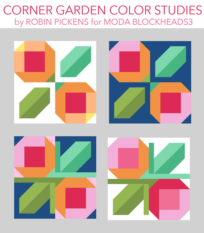 Corner Garden Quilt Block by Robin Pickens Color Studies 2