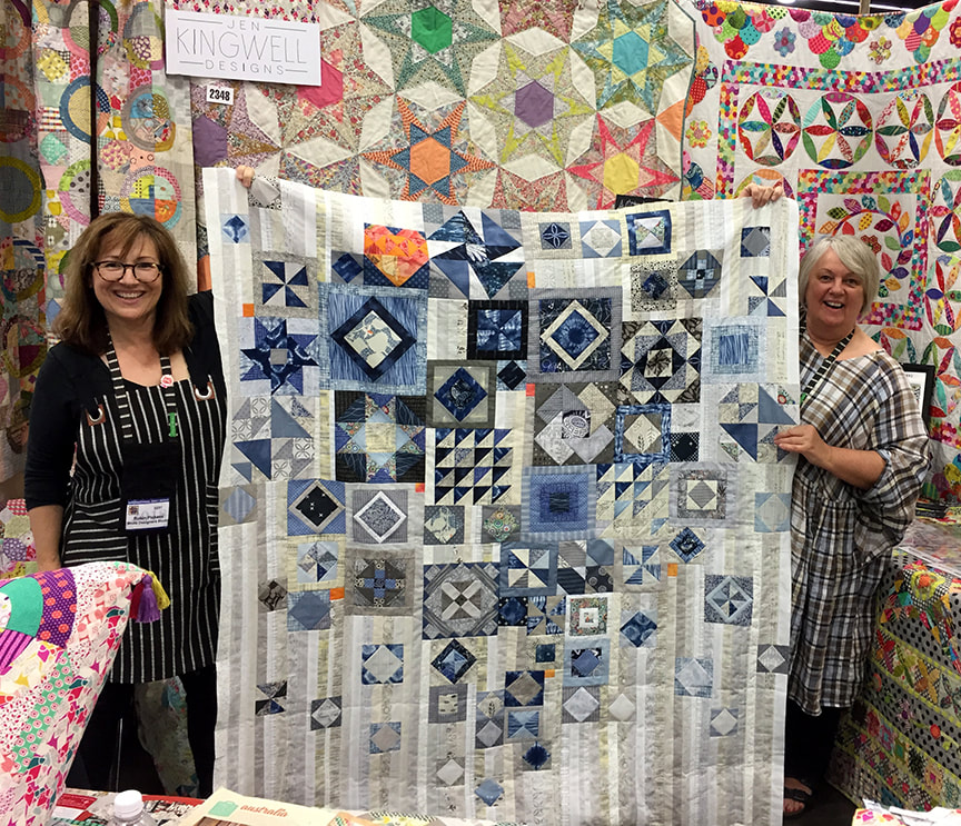 Jen Kingwell and Robin Pickens with Gypsy Wife quilt top