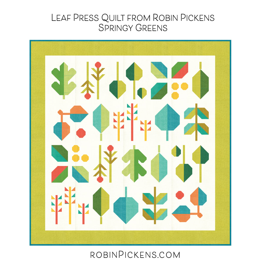 Leaf Press quilt Thatched color studies- springy greenPicture