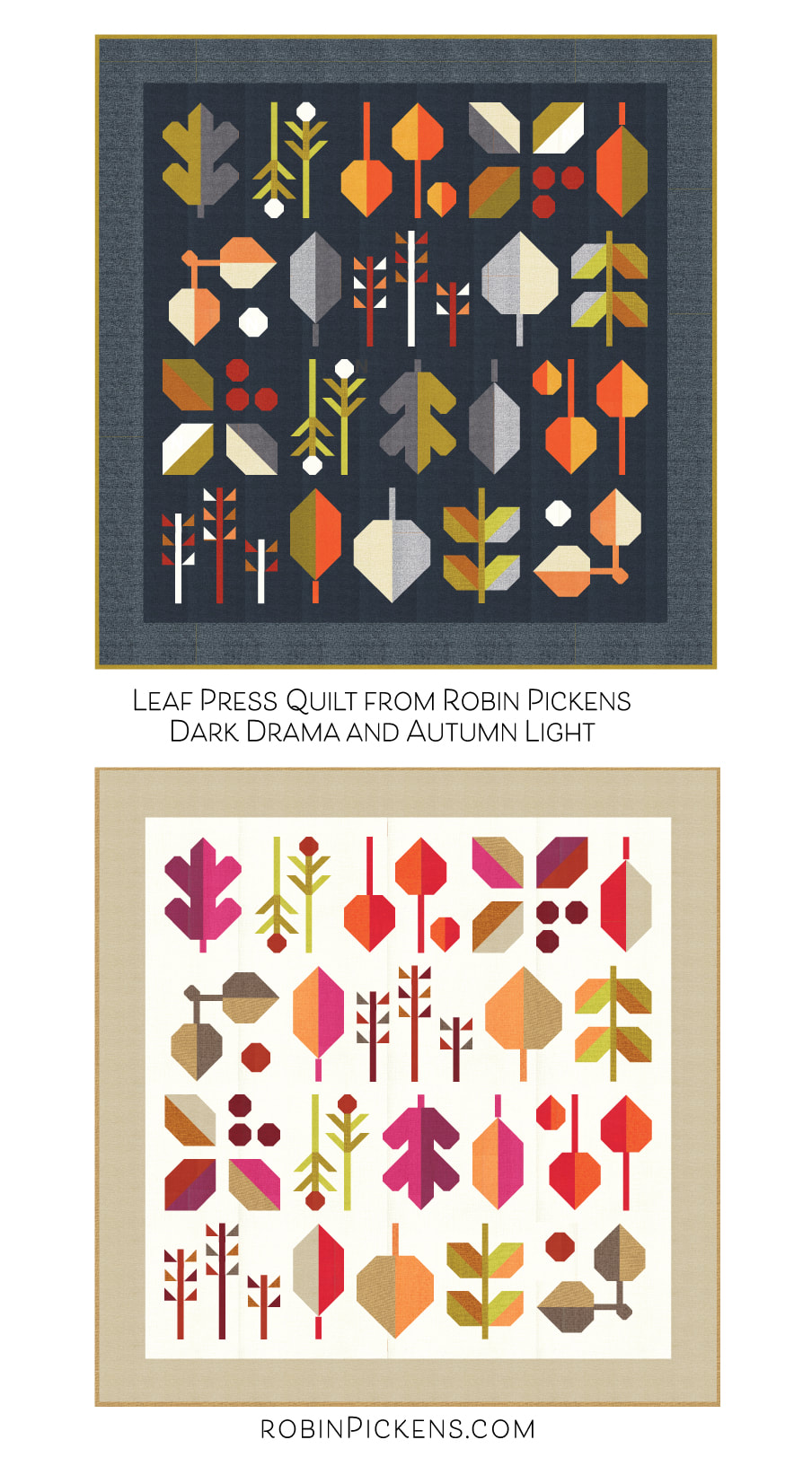 Leaf Press quilt Thatched color studies- Autumn