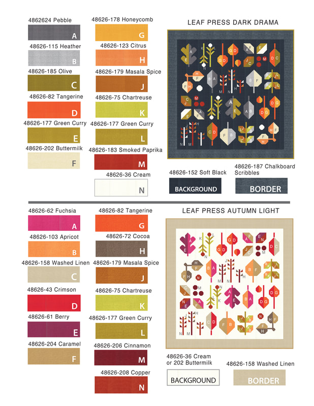 Leaf Press quilt Thatched color studies- Autumn
