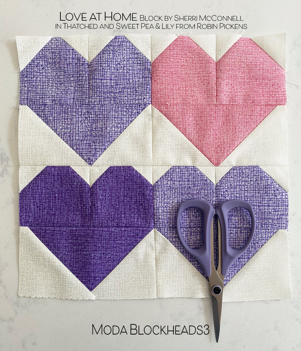 Love at Home quilt block in Thatched from Robin Pickens
