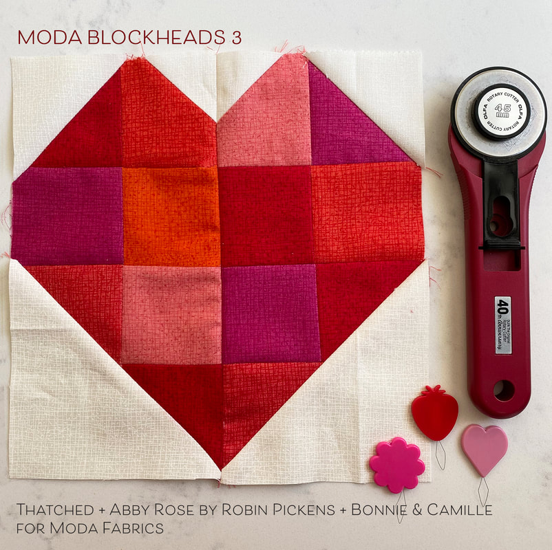 Moda Blockheads 3 Zest heart Thatched block