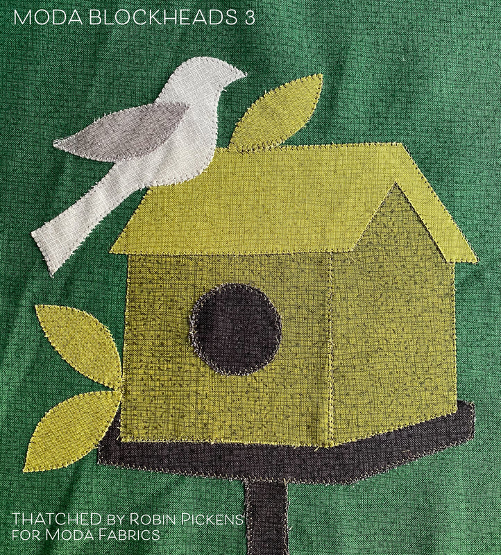 Moda Blockheads 3 Birdhouse block by Jan Patek made in All Thatched