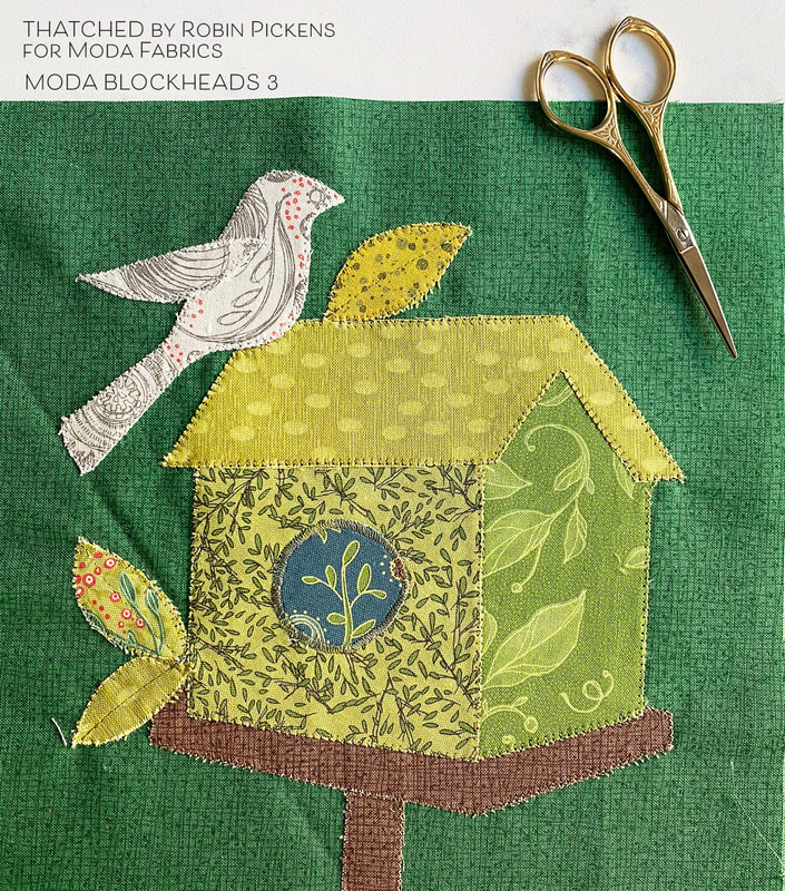 Moda Blockheads 3 fancy Birdhouse block made in Robin Pickens Thatched