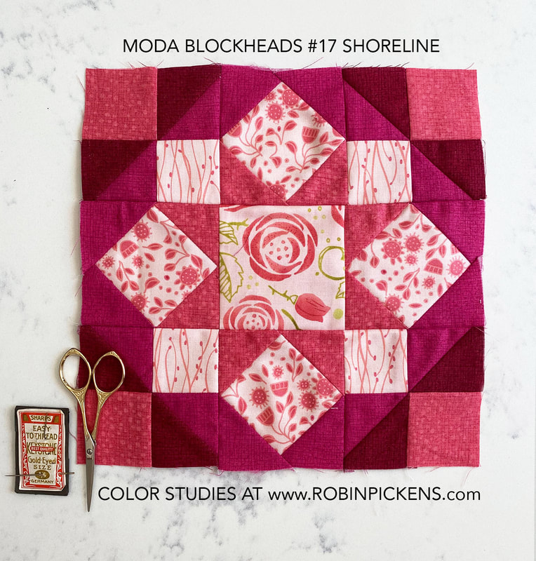 Shoreline free block for Moda Blockheads in Robin Pickens fabrics
