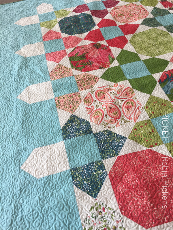 Picket quilt by Robin Pickens with Painted Meadow for Moda Fabrics- close up