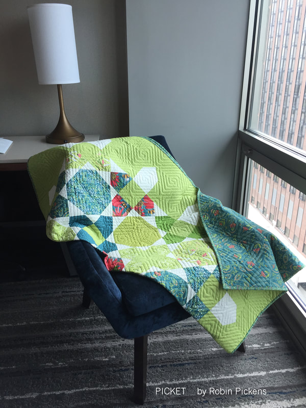 Picket quilt in Green by Robin Pickens with Painted Meadow for Moda Fabrics