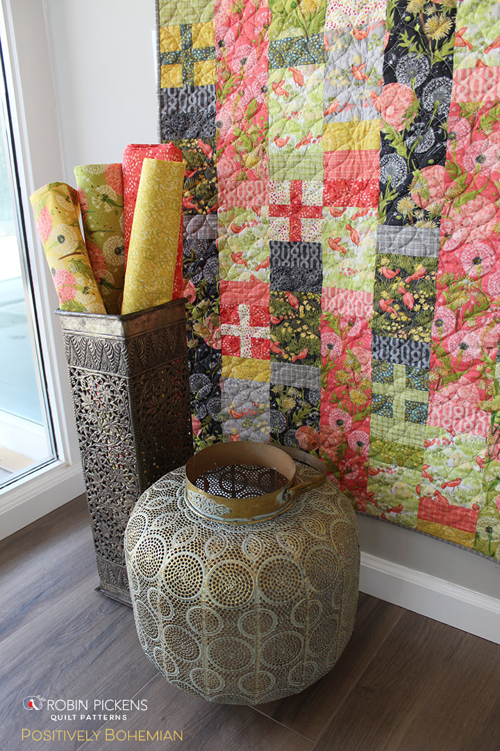 Positively Bohemian quilt with Dandi Annie fabrics by Robin Pickens for Moda Fabrics