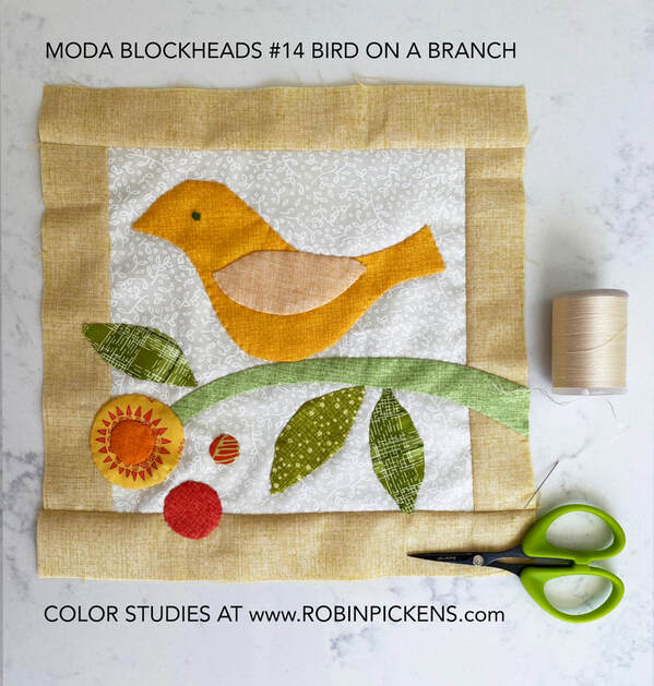 Moda Blockheads Bird on a Block applique 