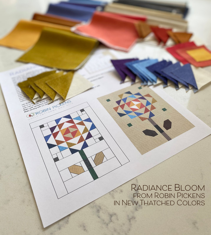 Radiance Bloom Mini Quilt pattern in new Thatched colors from Robin Pickens