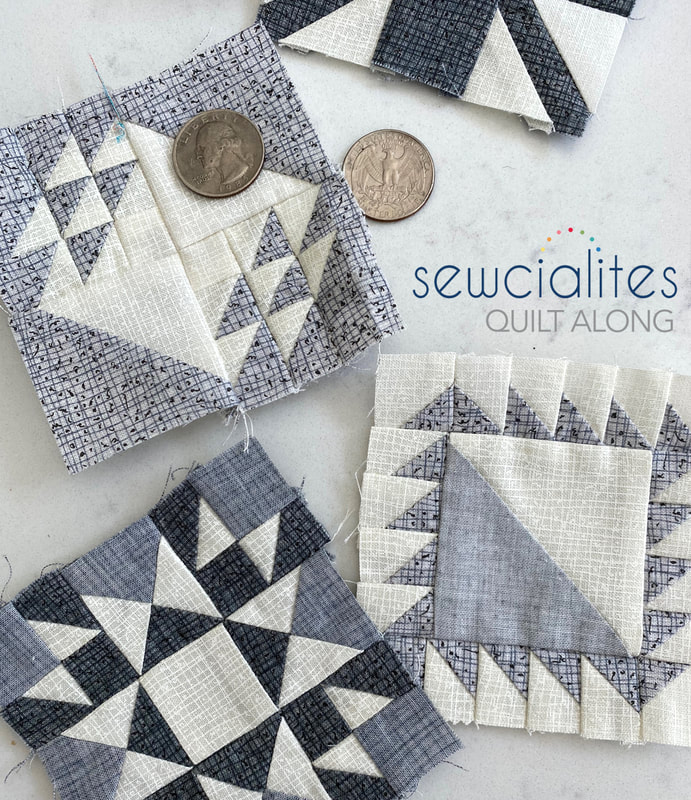 Sewcialites blocks in Thatched grays
