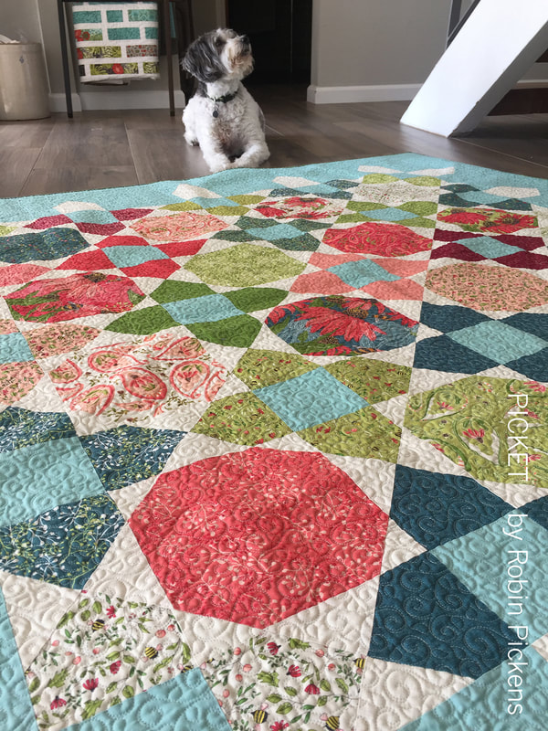 Picket quilt by Robin Pickens with Painted Meadow for Moda Fabrics with special helper