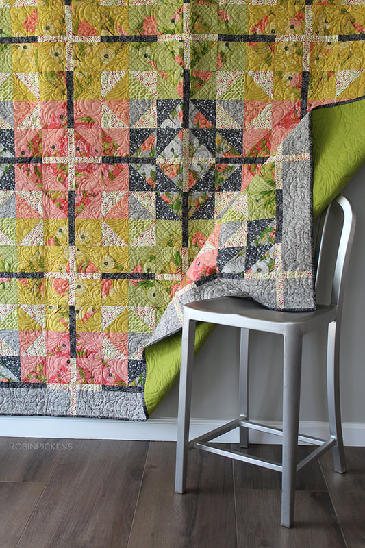 Farmhouse Crossing Quilt by Robin Pickens in warm and summery colors