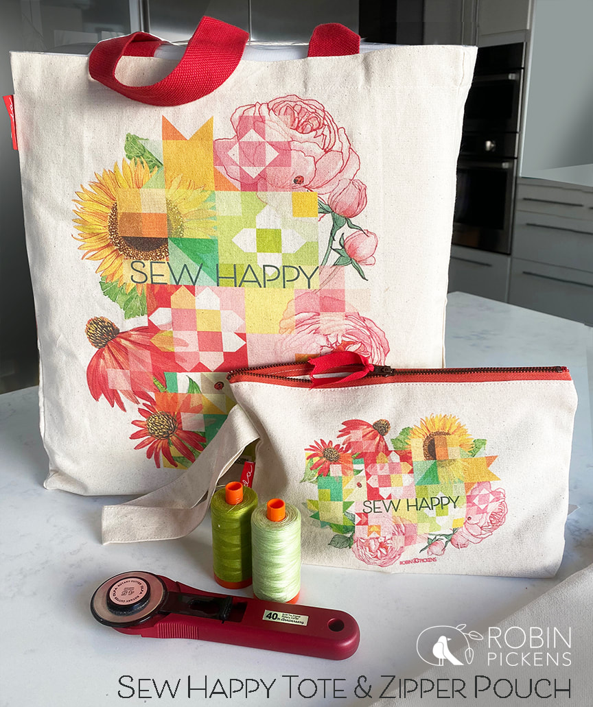 Sew Happy totes and project bag from Robin Pickens and Moda Fabrics