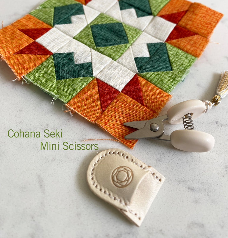 Sewcialites free quilt block in thatched from Robin Pickens with Cohana Seki scissors