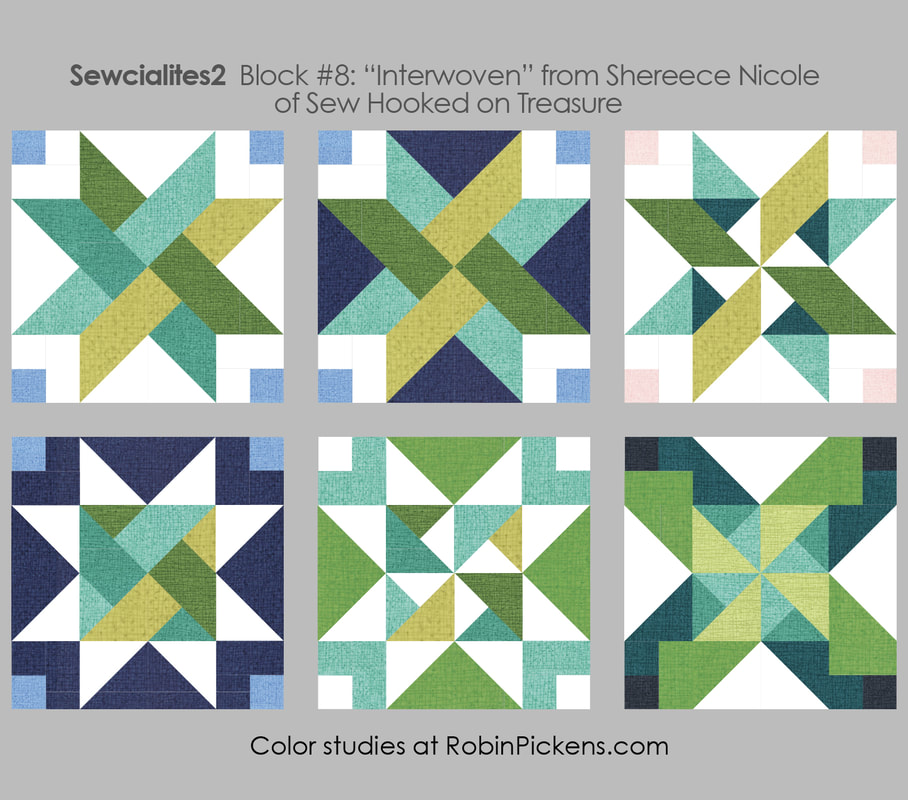 Sewcialites block 8 Interwoven in Robin Pickens color studies