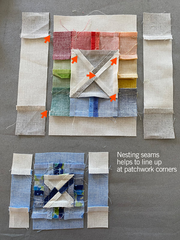 Sampler Spree fun with a rainbow of fabric squares - The Crafty