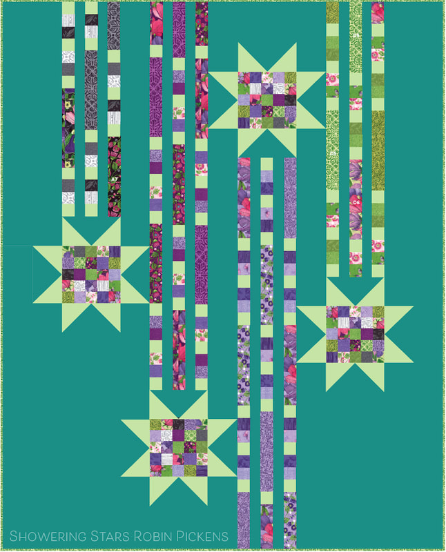 Showering Stars quilt by Robin Pickens in Turquoise