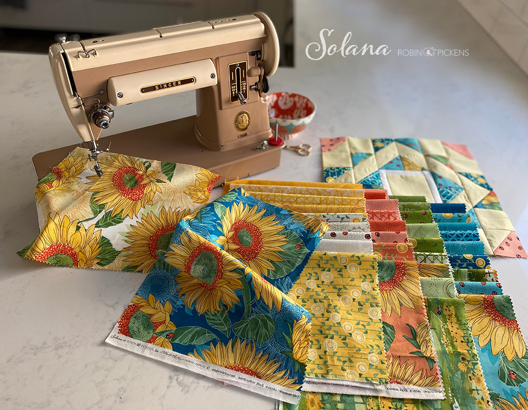Solana sunflower fabric with vintage Singer