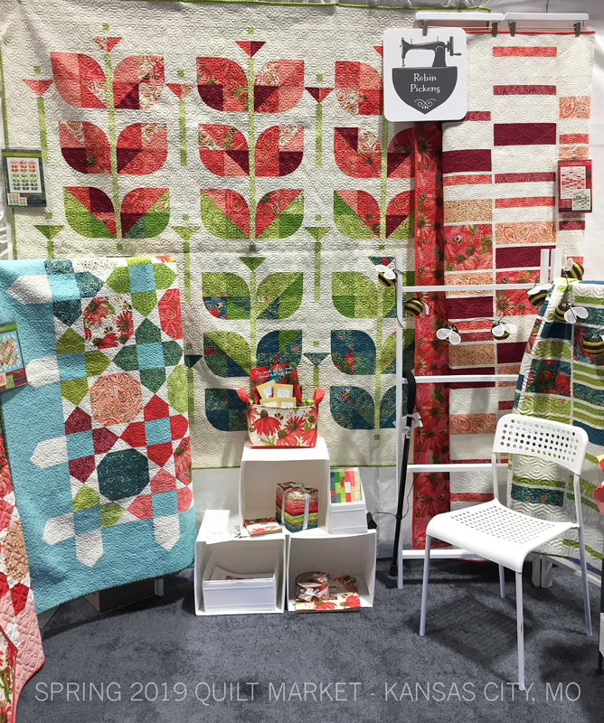 Robin Pickens Quilt Market booth with Painted Meadow, Kansas City 2019