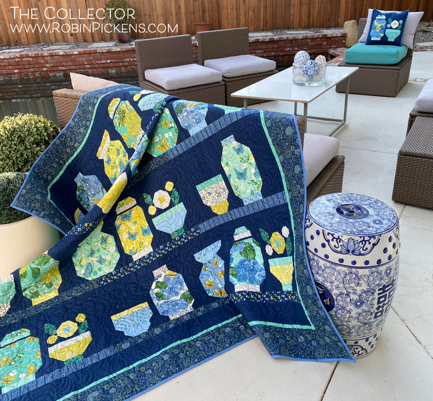 The Collector quilt by Robin Pickens in Cottage Bleu from Moda Fabrics