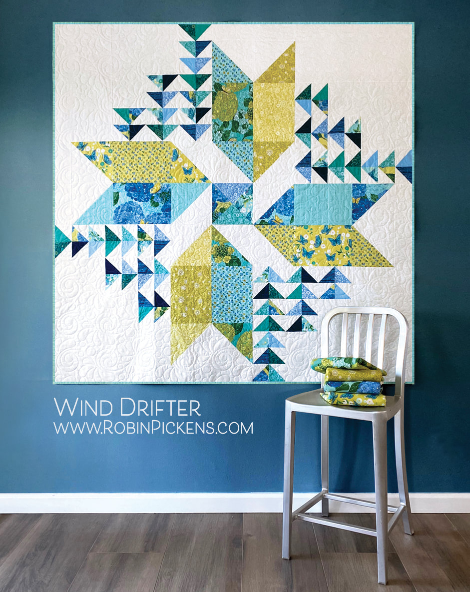 Wind Drifter large quilt by Robin Pickens in Cottage Bleu from Moda Fabrics