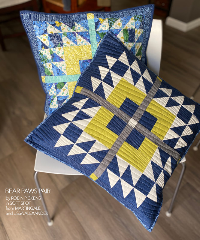 Bear Paws Pair quilted pillows from Robin Pickens in SOFT SPOT from Martingale