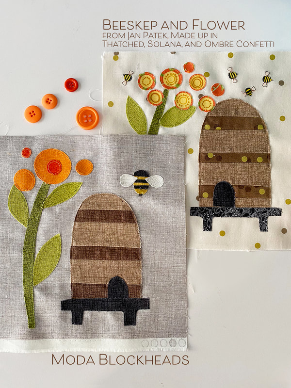 Beeskep and Flower block for Moda Blockheads