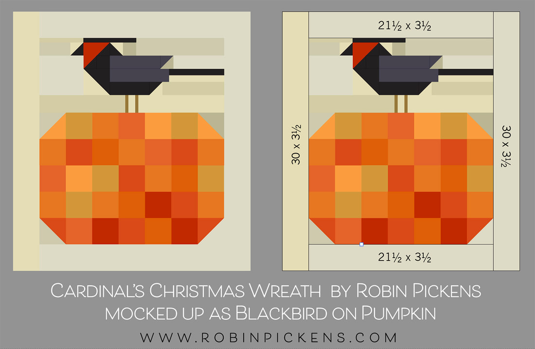 Blackbird on Pumpkin from Robin Pickens using Cardinals Christmas Wreath pattern