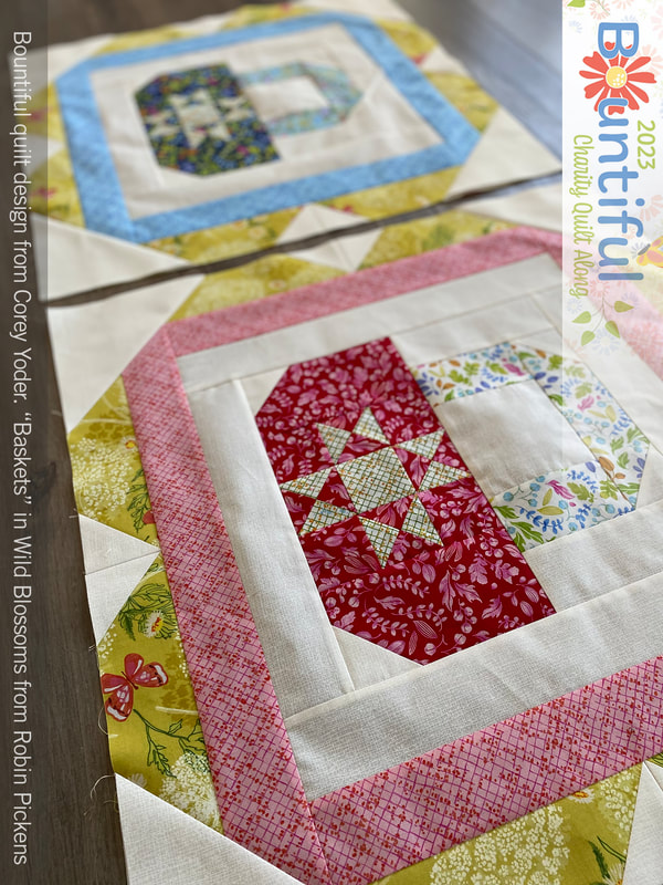Bountiful quilt sewalong in Wild Blossoms . Baskets quilt blocks