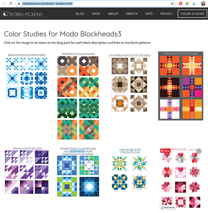 Color Studies for Moda Blockheads on robinpickens.com