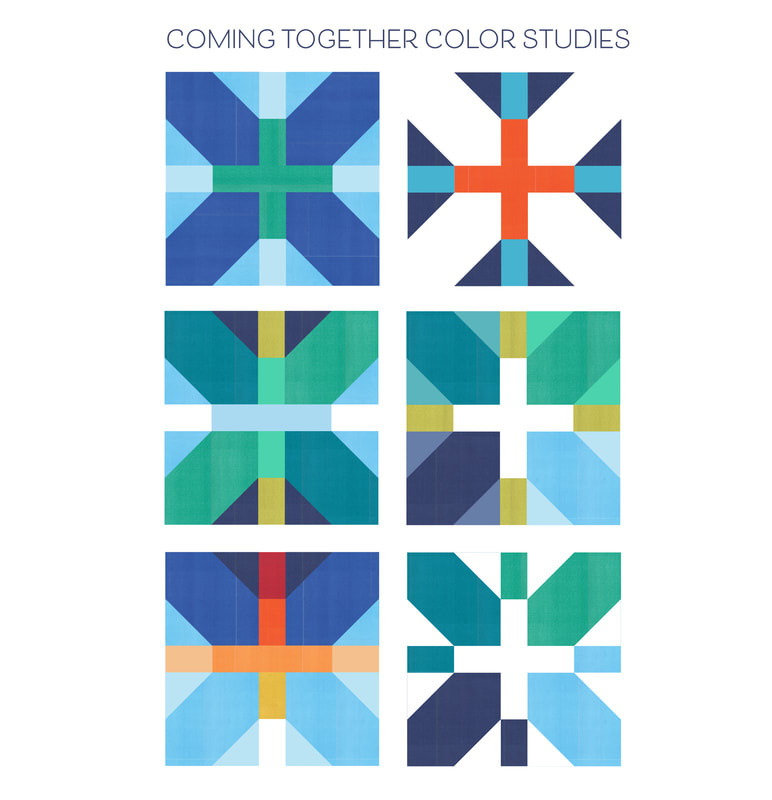 Coming Together quilt block color studies from Robin Pickens