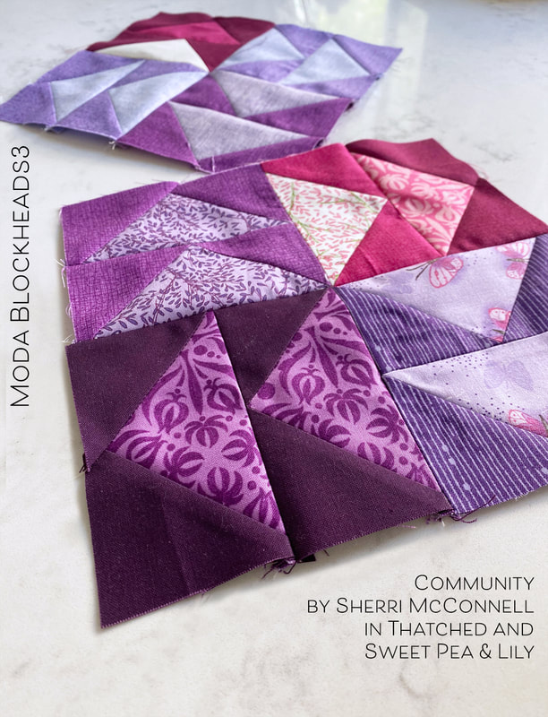 Community quilt block from Sherri McConnell in Sweet Pea & Lily and Thatched from Robin Pickens