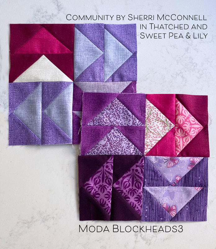Community quilt block from Sherri McConnell in Sweet Pea & Lily and Thatched by Robin Pickens