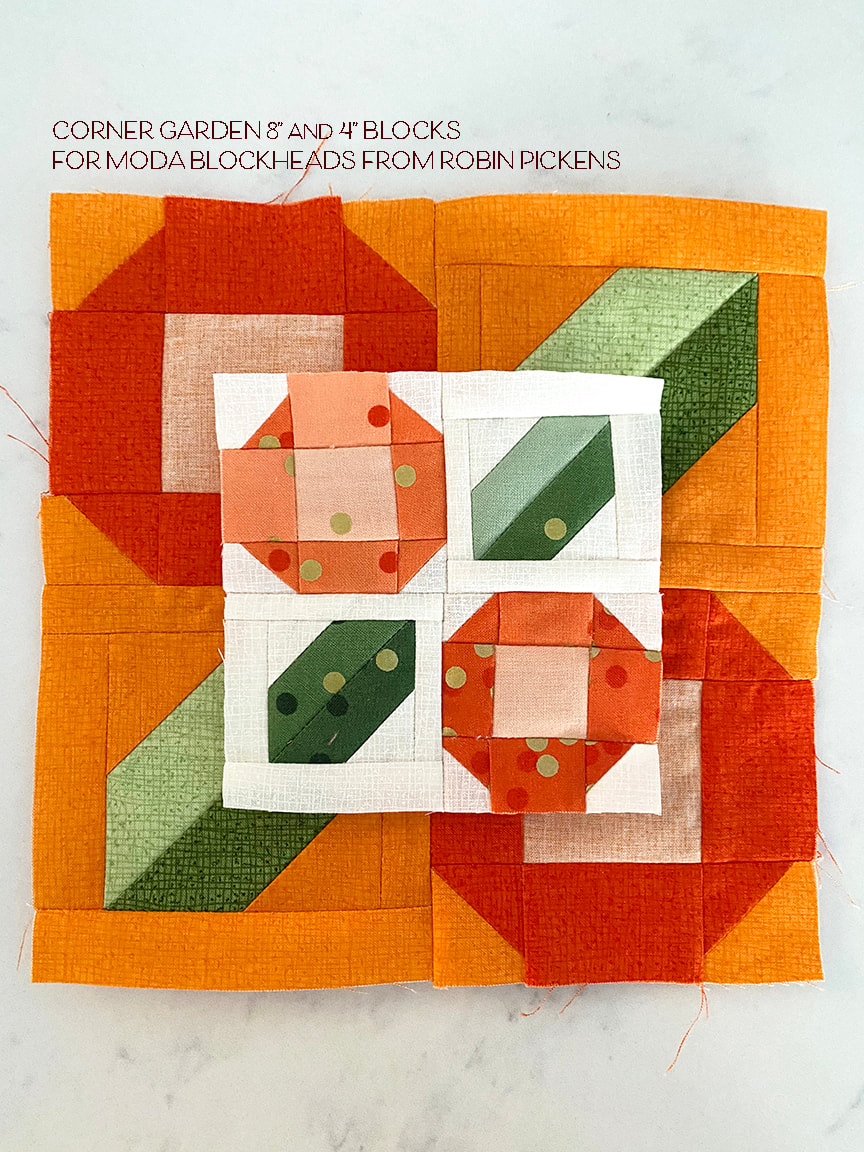 Corner Garden Quilt Block by Robin Pickens Moda Blockheads 4 and 8