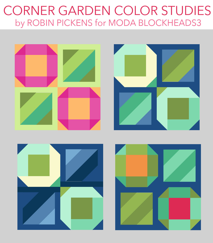 Corner Garden Quilt Block by Robin Pickens Color Studies 3