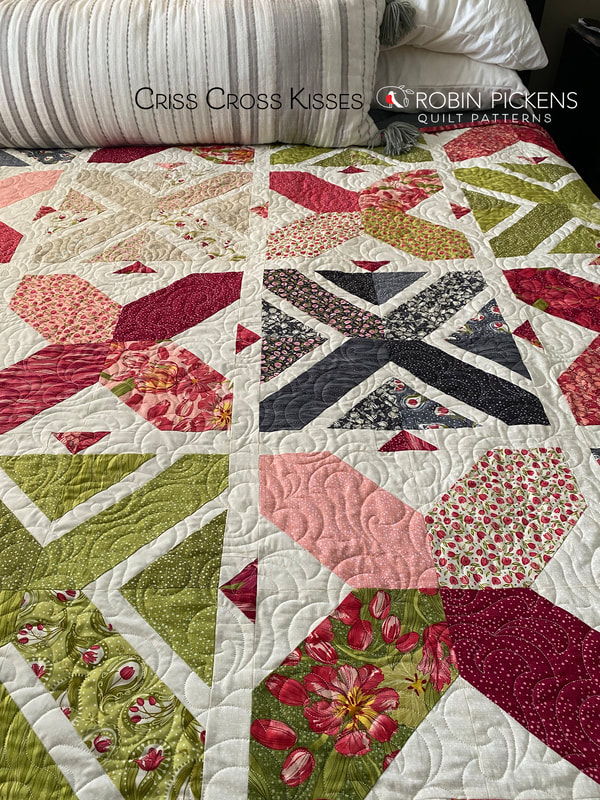 Criss Cross Kisses Quilt Robin Pickens on king bed