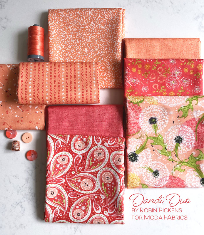 Dandi Duo fabric from Robin Pickens and Moda Fabrics- Coral, Peach, Pink