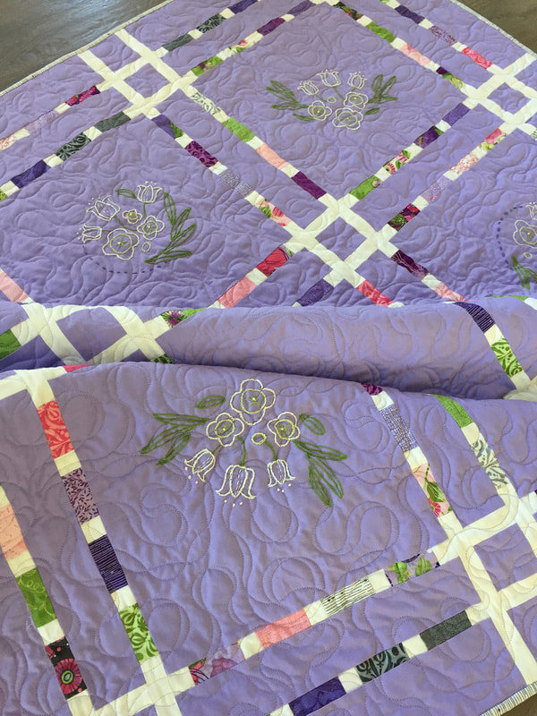 Dashingly Divided Quilt creates panels for embroidery (by Robin Pickens)