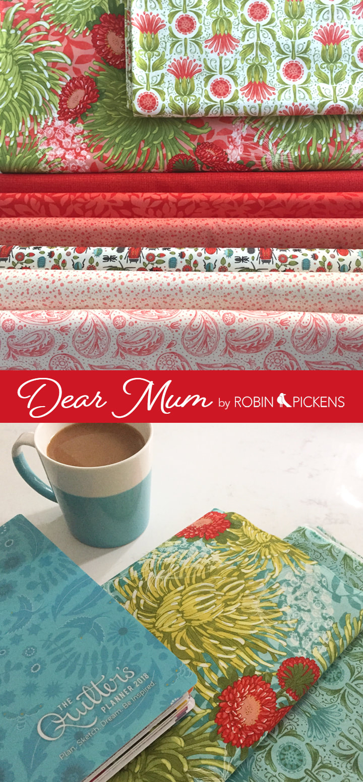 Dear Mum by Robin Pickens for Moda Fabrics in Reds and Robin's Egg blue