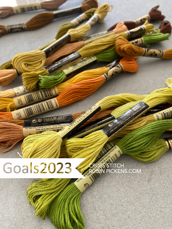 Picking fall DMC floss colors for Fall project