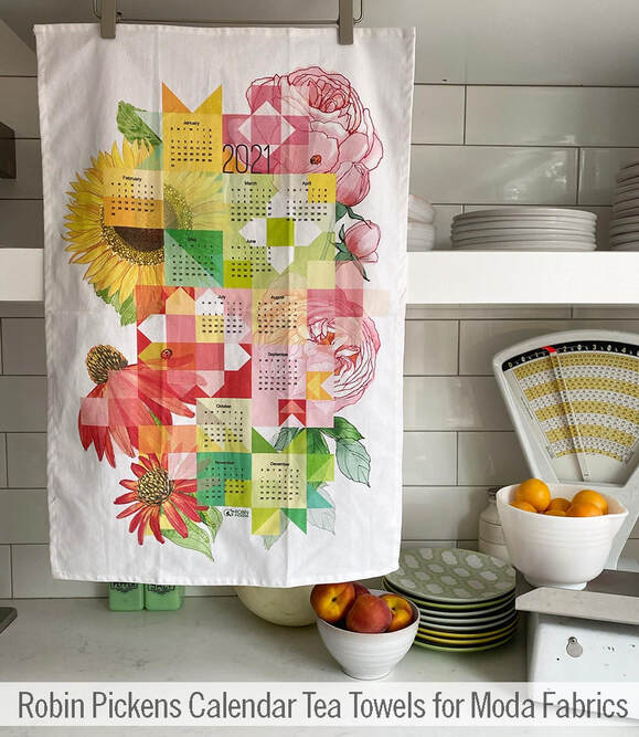 Robin Pickens Calendar tea towel 2021 for Moda Fabrics