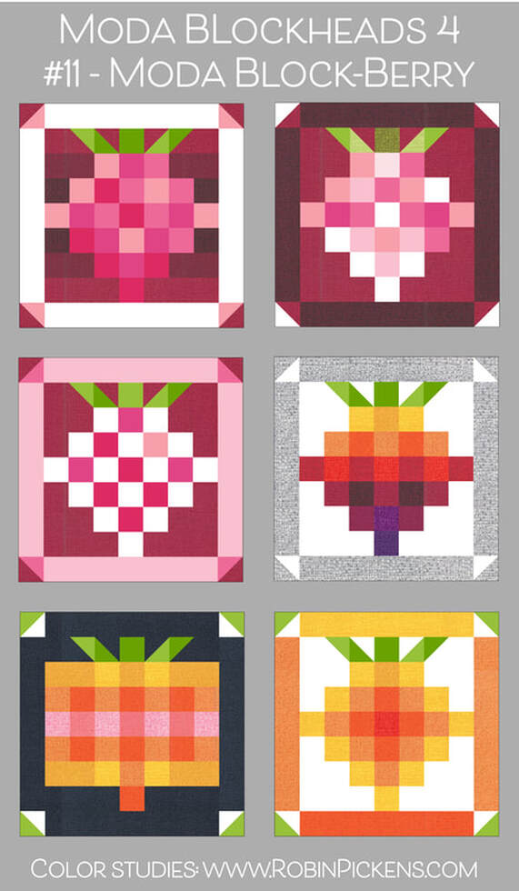 Moda Block-Berry free quilt block pattern in Color Studies from Robin Pickens