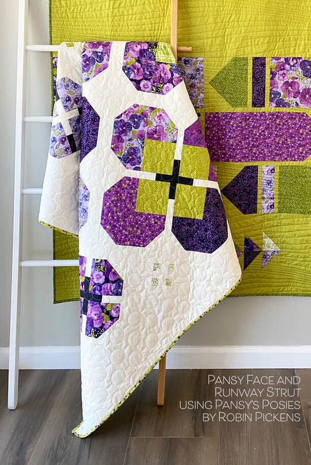 Robin Pickens quilts- Pansy Face and Runway Strut
